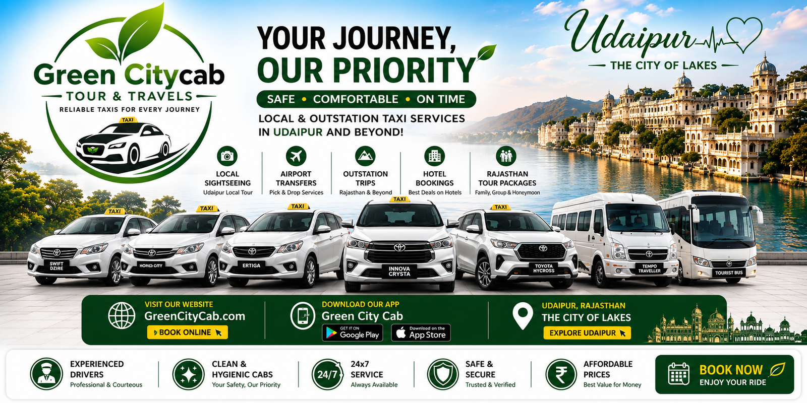 Green City Tour & Travels fleet in Udaipur